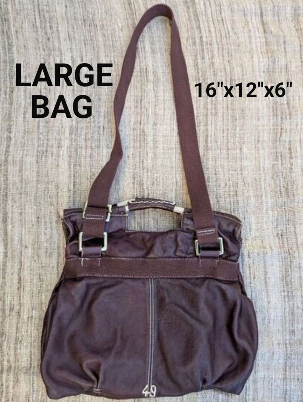 49 Square Miles Brown Leather Shoulder Bag Large Crossbody Purse Hobo Tote